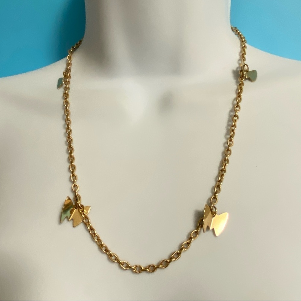 Vintage Gold Tone Butterfly Chain Necklace